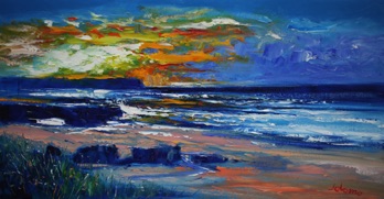 A fading sunset Saligo Bay Islay 16x30